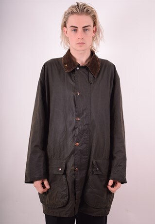 BARBOUR MENS VINTAGE WAXED JACKET XL GREEN 90S