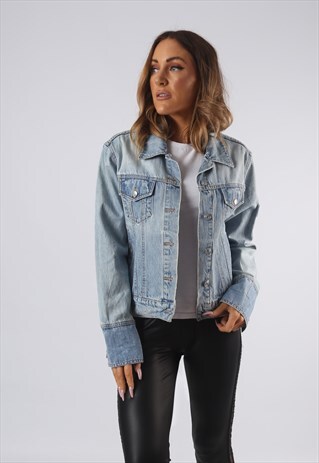 VINTAGE DENIM JACKET ESPRIT FITTED UK 14 LARGE (CQDK)