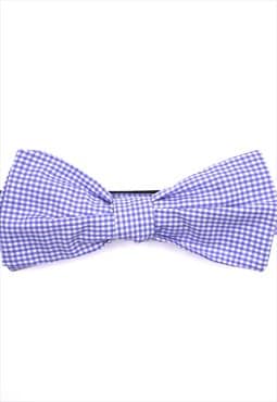Blue Gingham Reworked Vintage Fabric Bow Tie