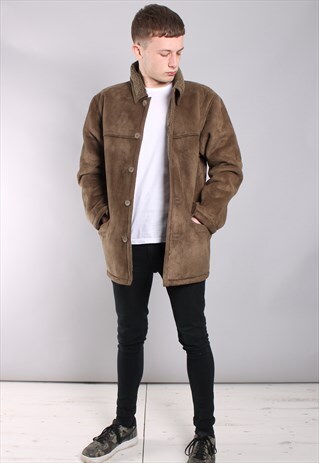 VINTAGE FAUX SUEDE SHERPA LINED JACKET