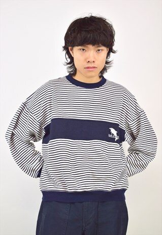 VINTAGE 90S BEONE NAVY STRIPE JUMPER