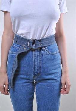 Vintage unisex blue oversize minimalist worker belt