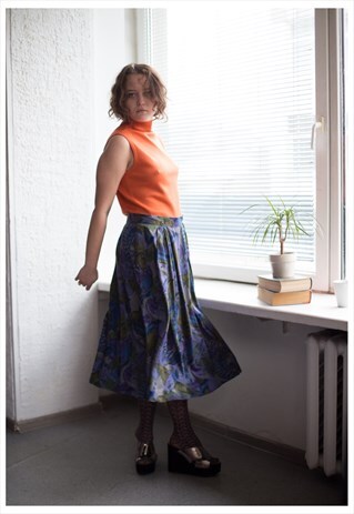 VINTAGE 60'S MIDI MULTICOLOR PATTERNED SKIRT