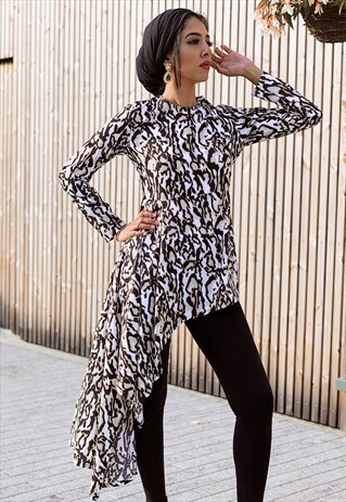 VERONA ASYMMETRIC TOP IN CHEETAH PRINT