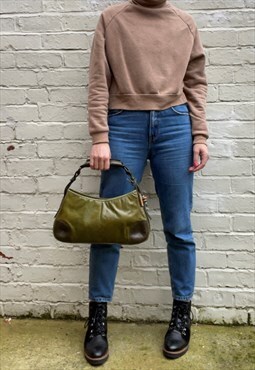 Y2K Fern Green Leather Sling Bag by Hidesign