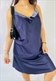 VINTAGE SIZE L SATIN MINI SLIP DRESS IN PURPLE