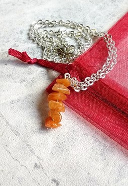 Handmade Orange Aventurine Gemstone Necklace