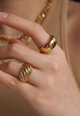 VOGUE. Gold Plated Textured Gold Dome Ring