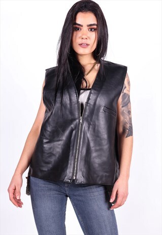 VINTAGE LEATHER SHERPA LINED GILET J3938