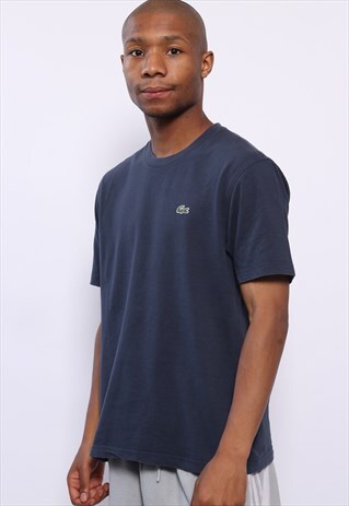 VINTAGE LACOSTE CHEST LOGO PIQUE T-SHIRT NAVY BLUE