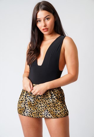 LEOPARD ANIMAL PRINT FLARE MINI SKIRT