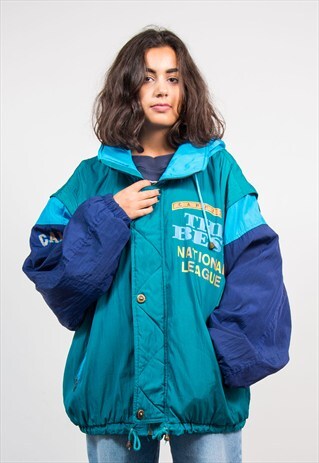 VINTAGE 90'S COLOURBLOCK HOODED PADDED SKI COAT