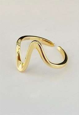 Adjustable Wave Ring, Thumb Ring, 18ct Gold on Silver