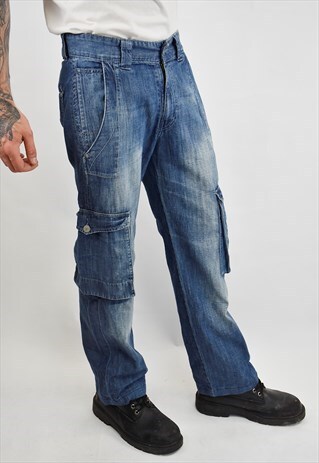 VINTAGE 90S LEVIS 617 LOOSE FIT DENIM CARGO TROUSERS