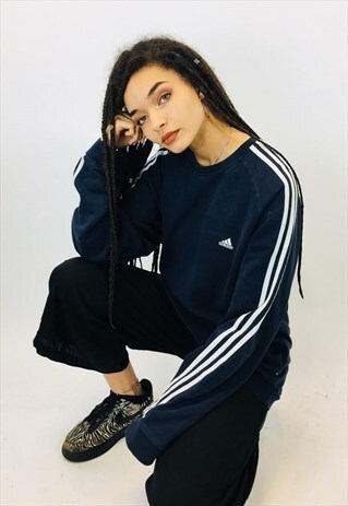 VINTAGE ADIDAS CLASSIC 3 STRIPE EMBROIDERED SWEATSHIRT
