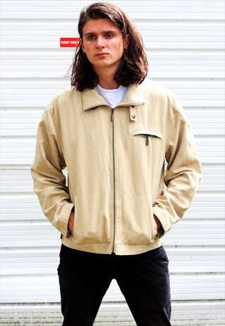 1990'S VINTAGE CREAM SUEDE BOMBER JACKET