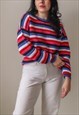VINTAGE 90S OVERSIZED JUMPER IN MULTI-COLOURED STRIPE