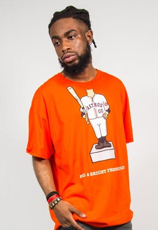 VINTAGE 90'S ORANGE HOUSTON ASTROS BASEBALL T-SHIRT