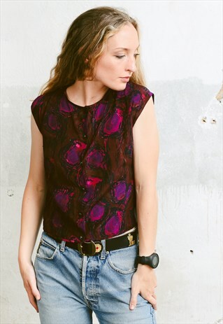 VINTAGE 60S SILK CREPE TOP