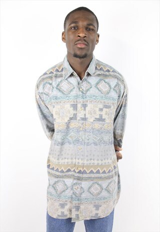 VINTAGE DIAMOND WAVE PATTERNED 90'S SHIRT