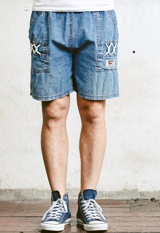 VINTAGE ACID WASH DENIM SHORTS