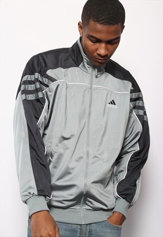 VINTAGE ADIDAS LOGO TRACK JACKET GREY