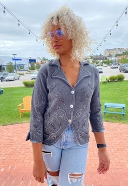 90s Vintage Beaded and Embroidered Cardigan Jacket 