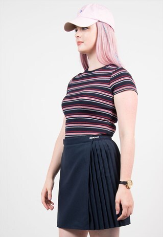 BLUE WRAP AROUND PLEATED TENNIS SKIRT