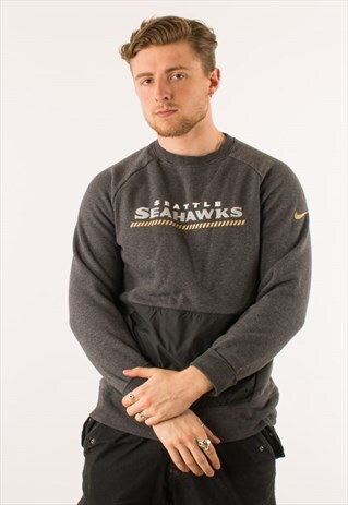 VINTAGE GREY NIKE SEATTLE SEAHAWKS CREWNECK SWEATSHIRT XL