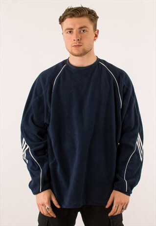 VINTAGE 90S NAVY ADIDAS FLEECE SWEATSHIRT XL