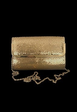 70's Vintage Gold Metal Chainmail Clutch Shoulder Bag