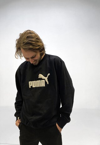VINTAGE 90S PUMA SHIRT WITH LOGO PRINT IN BLACK