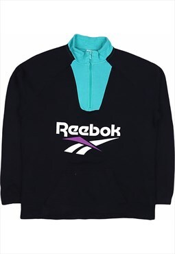 Reebok 90's Spellout Quarter Zip Sweatshirt Medium Black