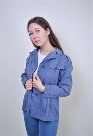 90S HERITAGE SHIRT, VINTAGE WORKER BLUE BUTTON JACKET