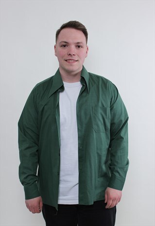 Vintage Green suit shirt, formal button up LARGE size 