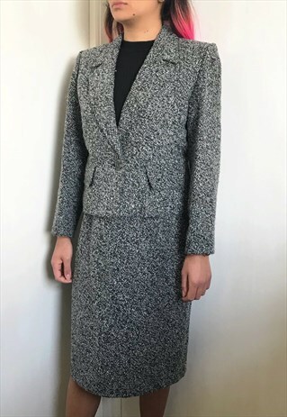 VINTAGE 80S YVES SAINT LAURENT TWEED SUIT MADE IN FRANCE