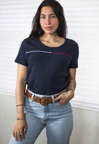 VINTAGE TOMMY HILFIGER T-SHIRT LOGO 90S L 6.3