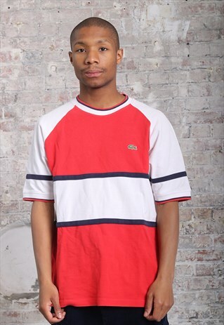 VINTAGE LACOSTE LOGO PIQUE KNIT T-SHIRT RED