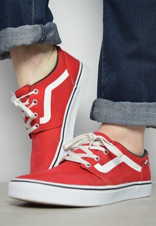 VINTAGE 90S VANS RED & WHITE SKATE SHOES TRAINERS SNEAKERS