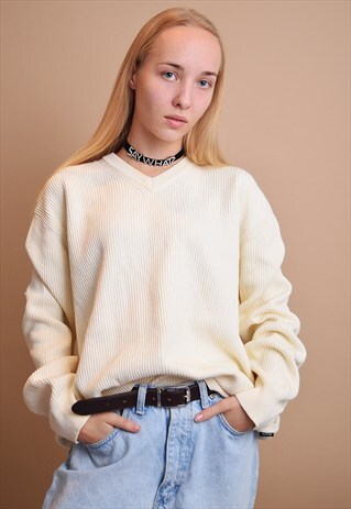 90'S RETRO MINIMALIST OVERSIZED KNIT NEUTRAL DADS JUMPER TOP