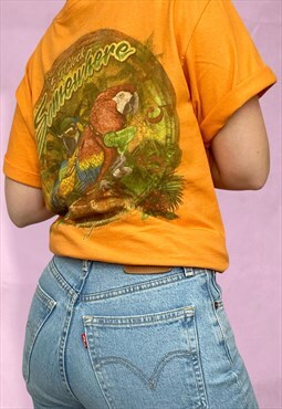 Vintage 90s Funky Souvenir Holiday T-shirt Orange