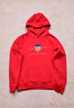 Gant Red Embroidered Spell Out Hoodie