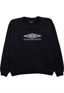 Vintage 90's Umbro Sweatshirt Spellout Crew Neck Black Large