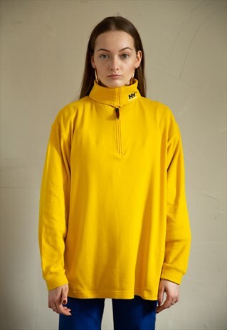 80S VINTAGE YELLOW HELLY HANSEN 1/4 ZIP TURTLENECK . UNISEX