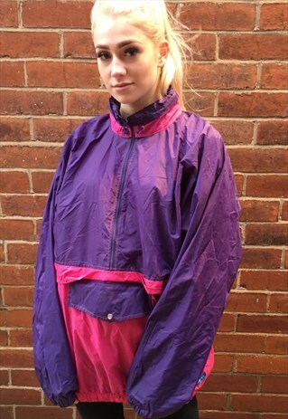 VINTAGE RETRO WINDBREAKER JACKET RAIN MAC SHOWERPROOF L