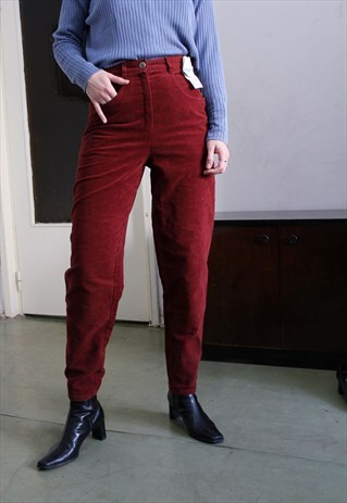 NEW WITH TAGS RARE VINTAGE VELVET TERRACOTA TROUSERS