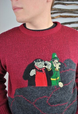 GANGSTERS EMBROIDERY UGLY CHRISTMAS SWEATER, SIZE M