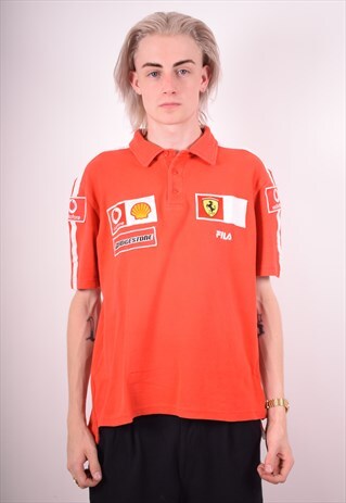FILA MENS VINTAGE POLO SHIRT LARGE RED 90S