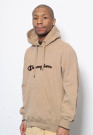 VINTAGE CHAMPION LOGO HOODIE BROWN