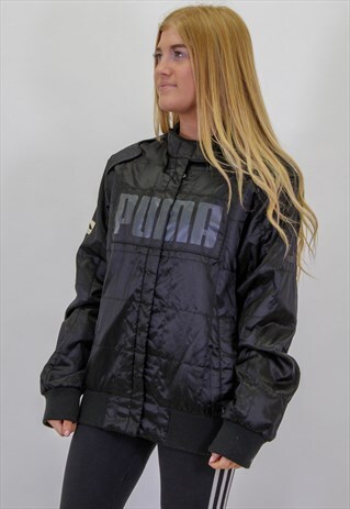 VINTAGE PUMA BIKER STYLE JACKET IN BLACK XL